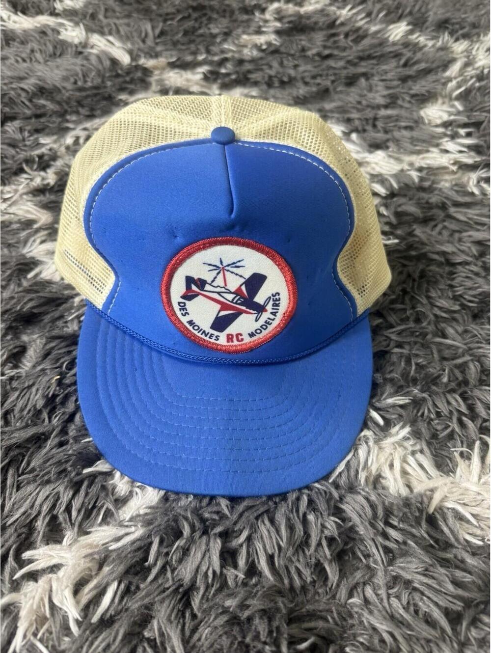 Vintage 90s Airline Trucker Hat Cap SnapBack Blue Nissin